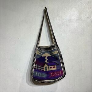 Peruvian Andean Scenic Wool Tapestry Vintage Shoulder Bag